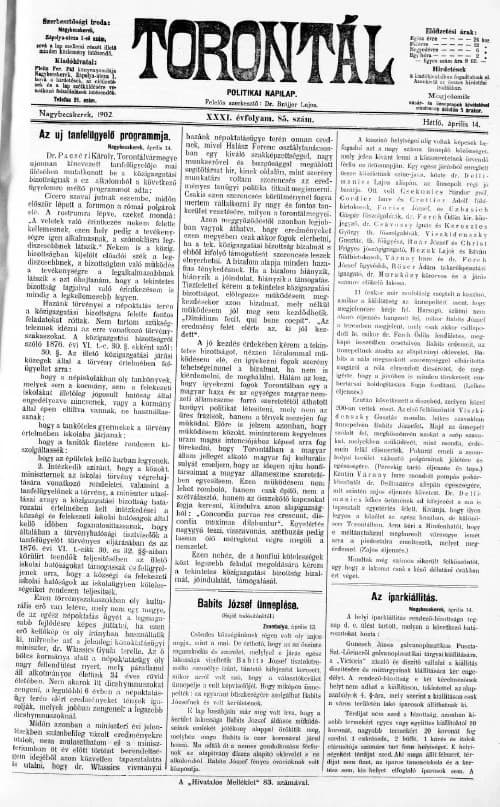 Torontál, 31. évf. 1902. április 14. 85. sz.