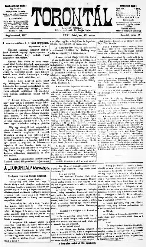 Torontál, 26. évf. 1897. július 31. 173. sz.