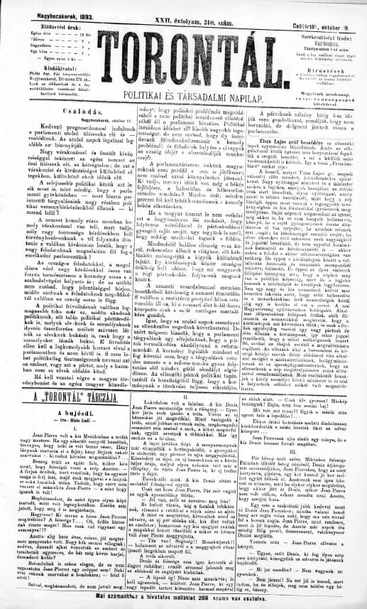 Torontál, 22. évf. 1893. október 19. 240. sz.