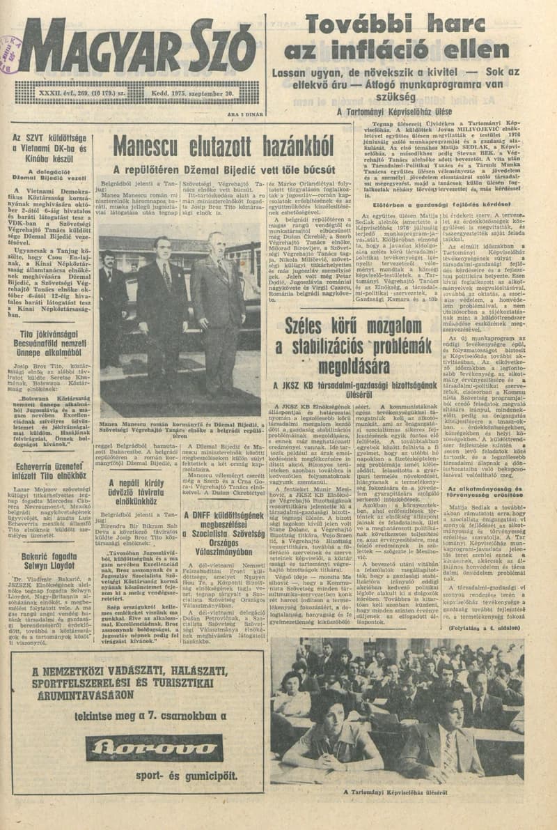 Magyar Szó, 32. évf. 1975. szeptember 30. 269. sz.