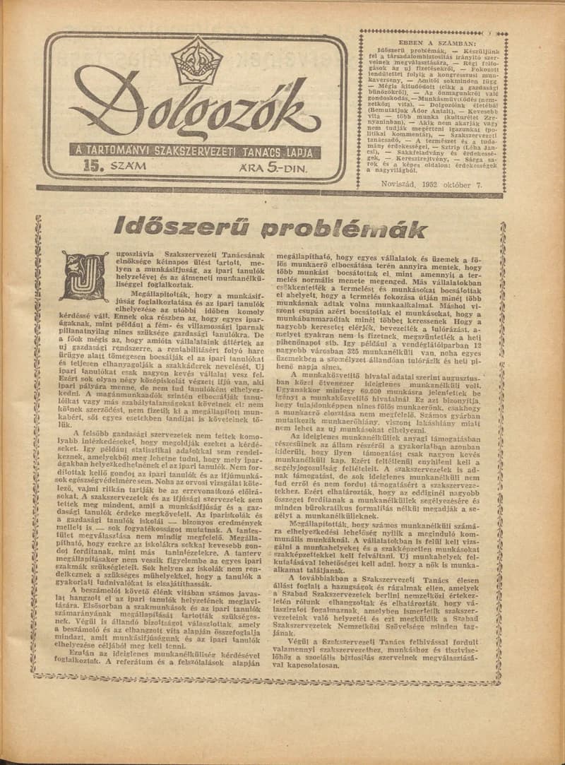 Dolgozók, 6. évf. 1952. október 7. 15. sz.