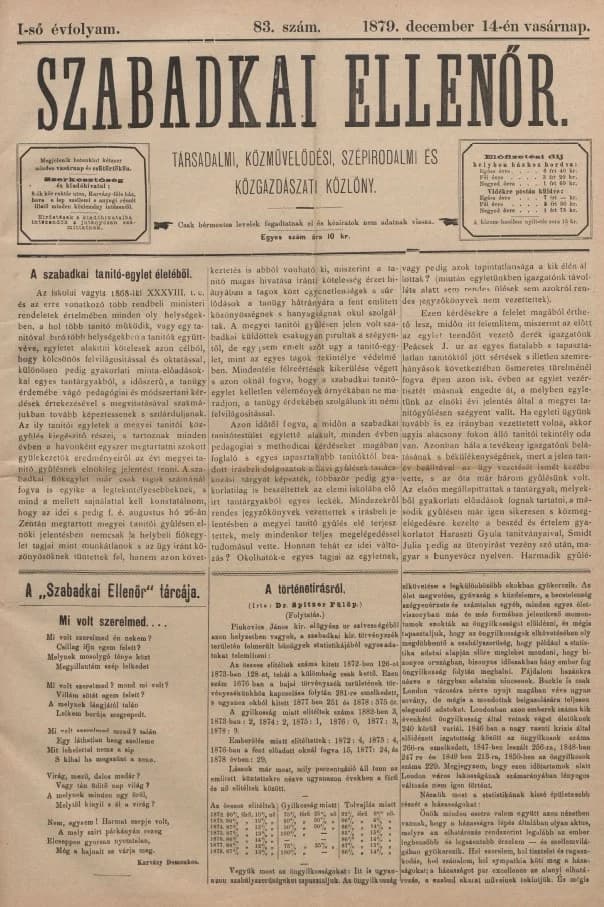 Szabadkai Ellenőr, 1. évf. 1879. december 14. 83. sz.
