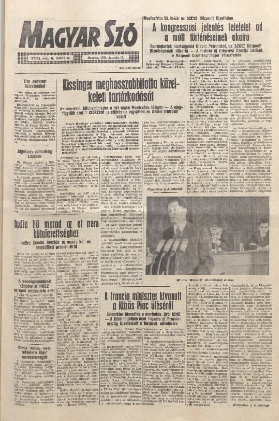 Magyar Szó, 31. évf. 1974. január 16. 14. sz. 1–20. oldal