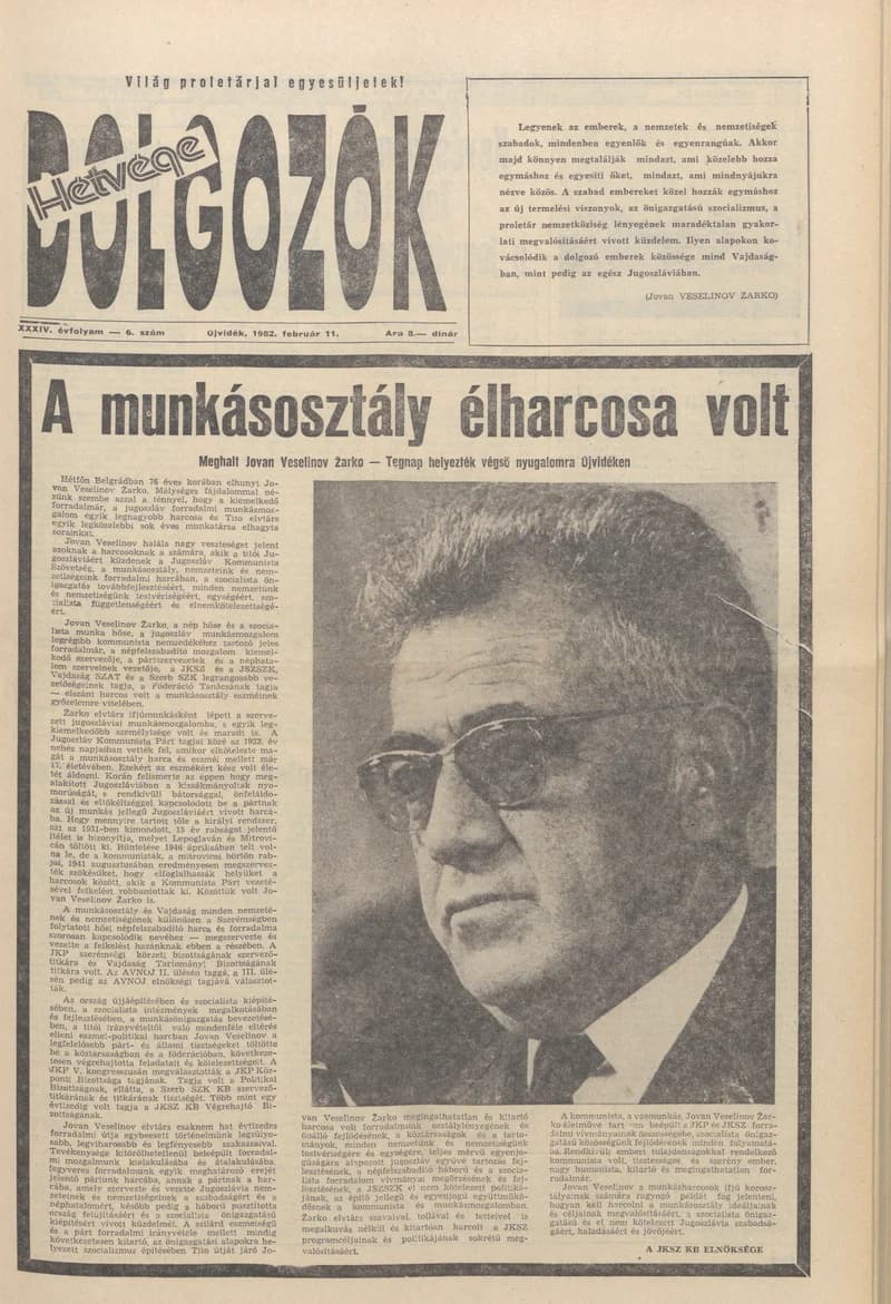 Dolgozók, 36. évf. 1982. február 11. 6. sz.