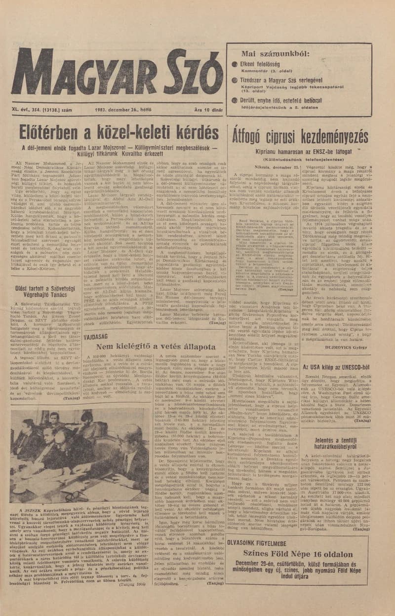 Magyar Szó, 40. évf. 1983. december 26. 354. sz.