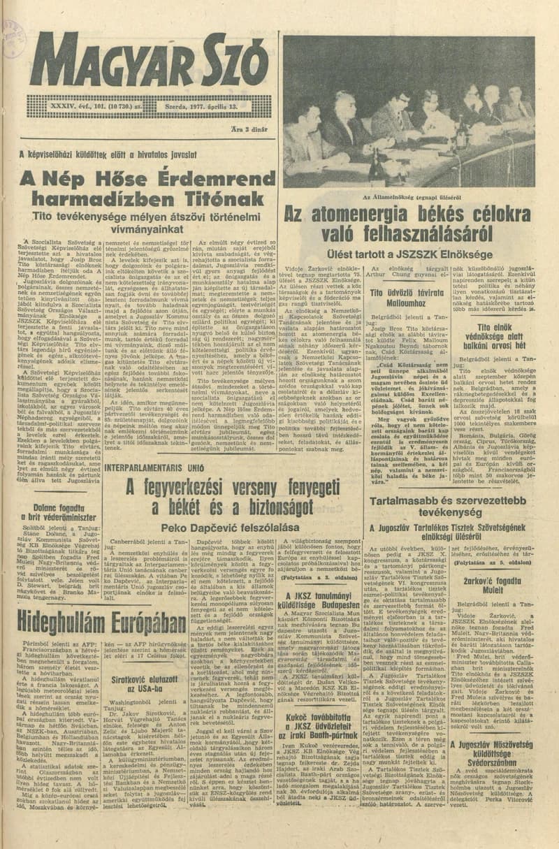 Magyar Szó, 34. évf. 1977. április 13. 101. sz.