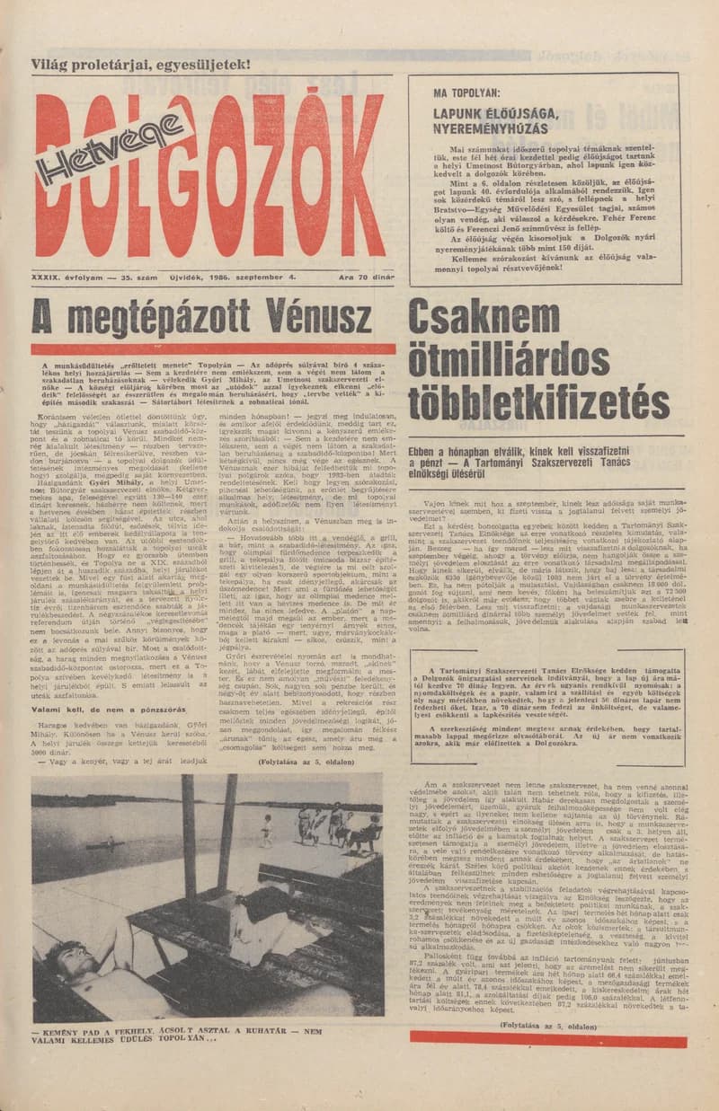 Dolgozók, 40. évf. 1986. szeptember 4. 35. sz.