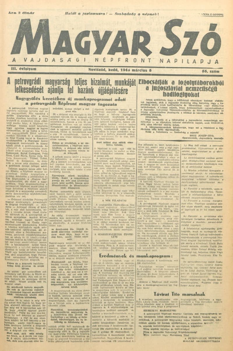 Magyar Szó, 3. évf. 1946. március 5. 55. sz. 1–6. oldal