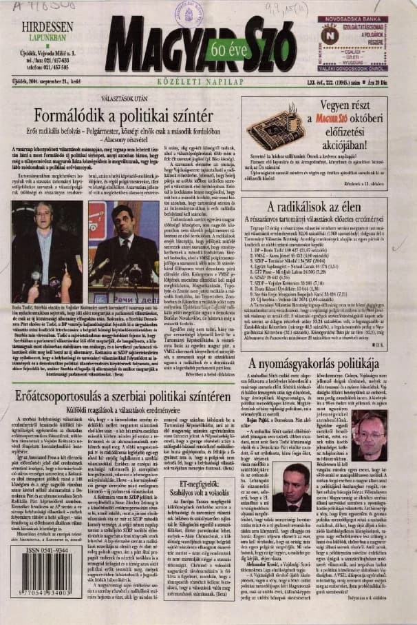 Magyar Szó, 61. évf. 2004. szeptember 21. 222. sz.