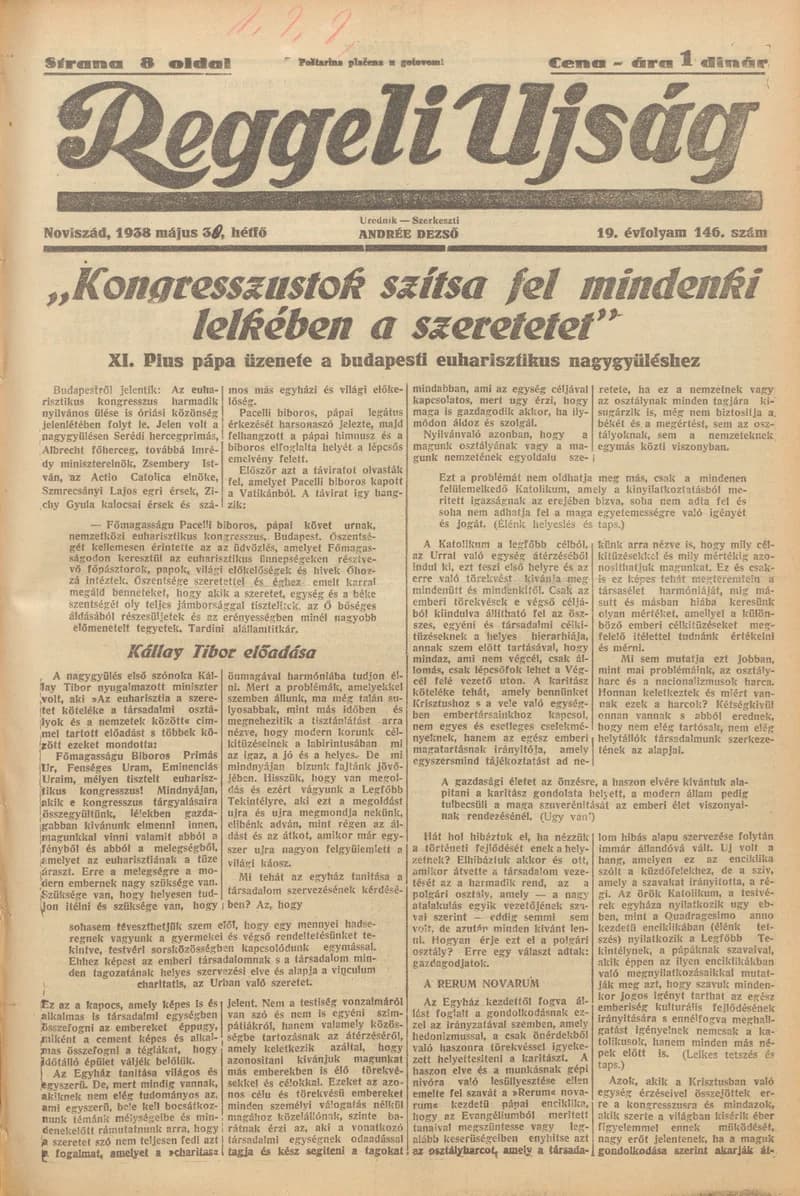 Reggeli Újság, 19. évf. 1938. május 30. 146. sz.