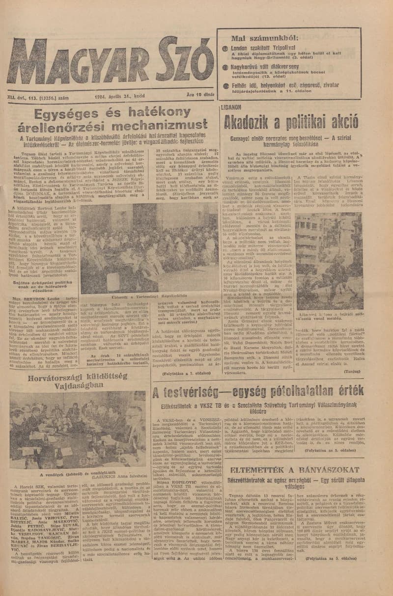 Magyar Szó, 41. évf. 1984. április 24. 113. sz. 1–20. oldal
