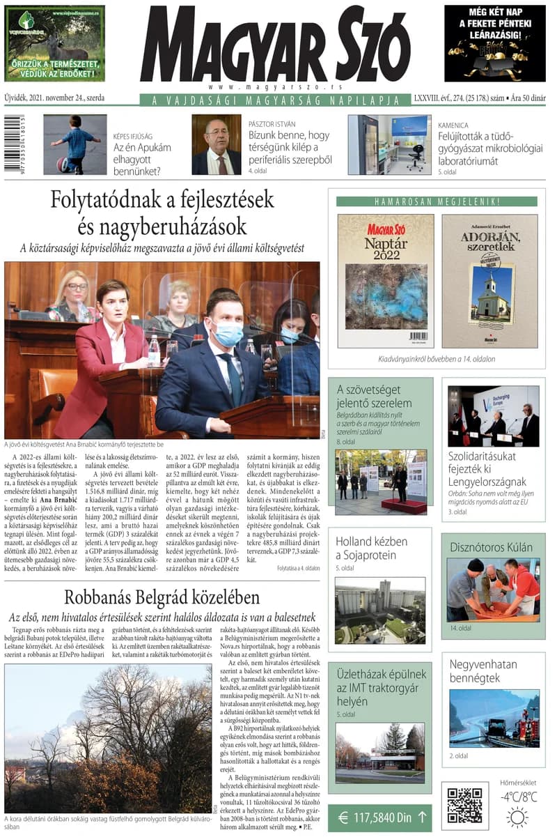 Magyar Szó, 78. évf. 2021. november 24. 274. sz. 1–16. oldal