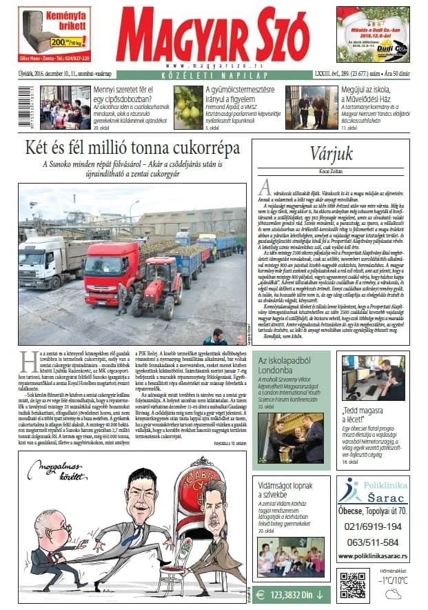 Magyar Szó, 73. évf. 2016. december 10. – 11. 289. sz. 1–44. oldal