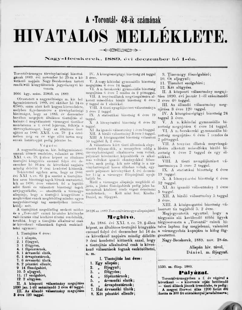 A Totontál  hivatalos melléklete, 2. évf. 1889. december 1. 48. sz.