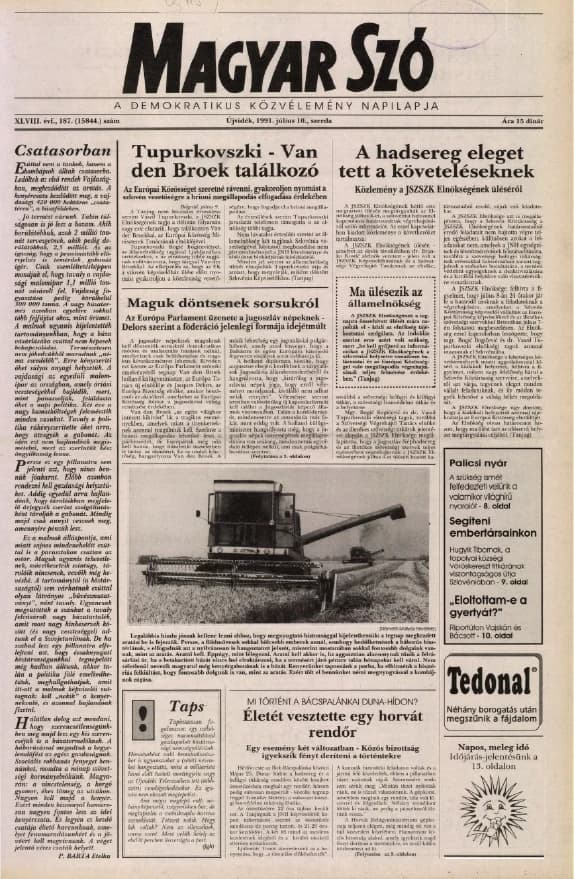 Magyar Szó, 48. évf. 1991. július 10. 187. sz. 1–20. oldal