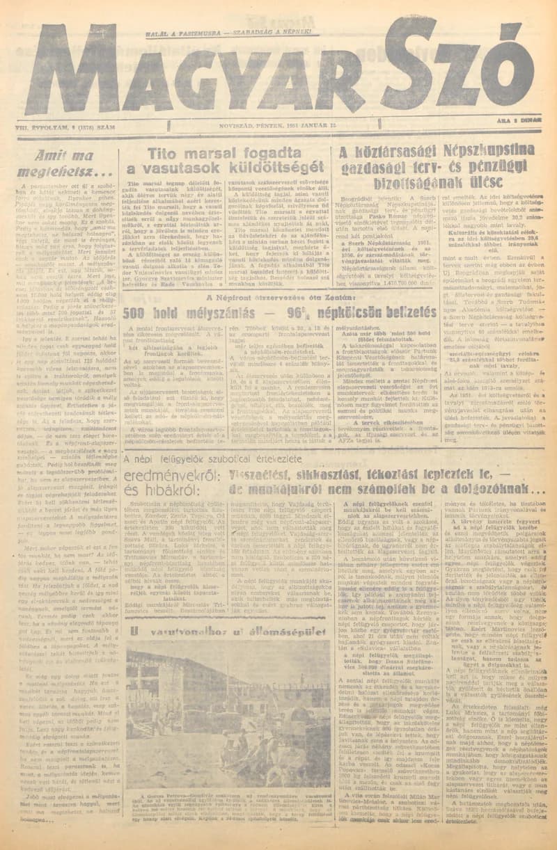 Magyar Szó, 8. évf. 1951. január 12. 9. sz. 1–4. oldal