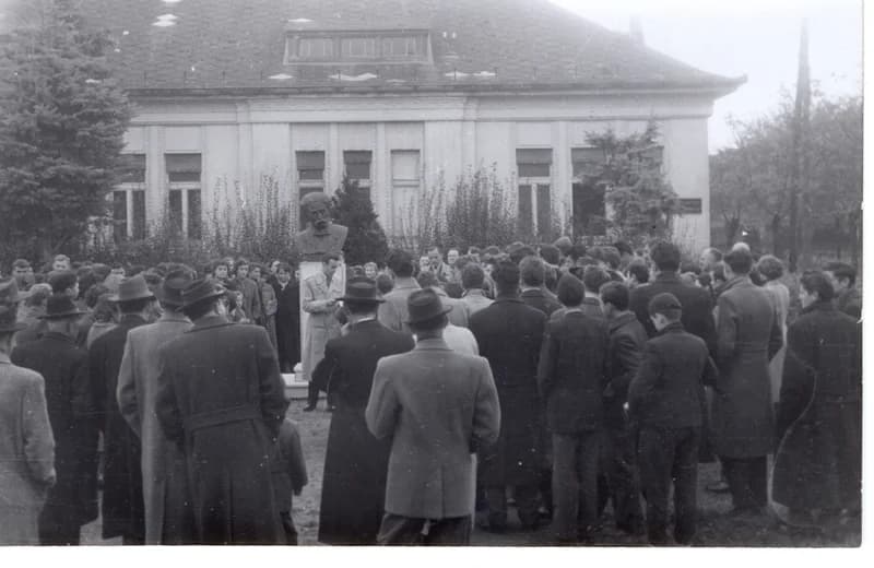 A Sremac-szobor koszorúzása