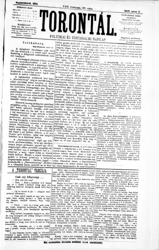 Torontál, 22. évf. 1893. június 12. 132. sz.