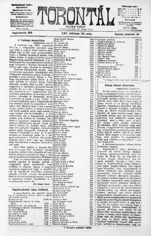 Torontál, 25. évf. 1896. szeptember 26. 221. sz.