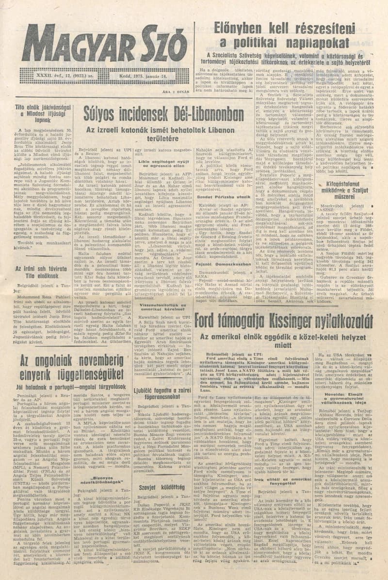 Magyar Szó, 32. évf. 1975. január 14. 12. sz.