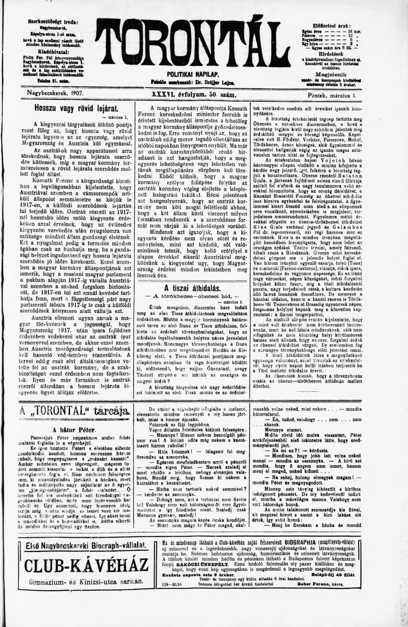 Torontál, 36. évf. 1907. március 1. 50. sz.