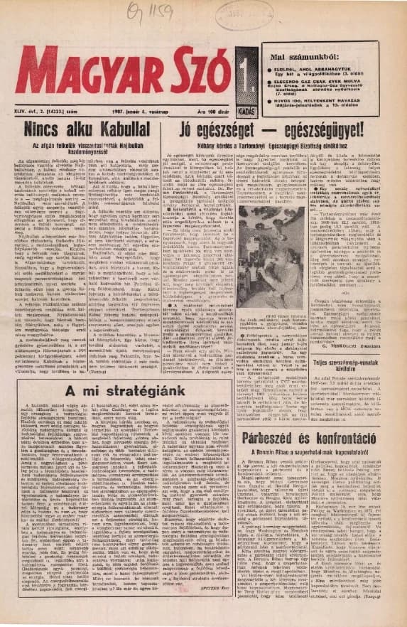 Magyar Szó, 44. évf. 1987. január 4. 2. sz. 1–24. oldal