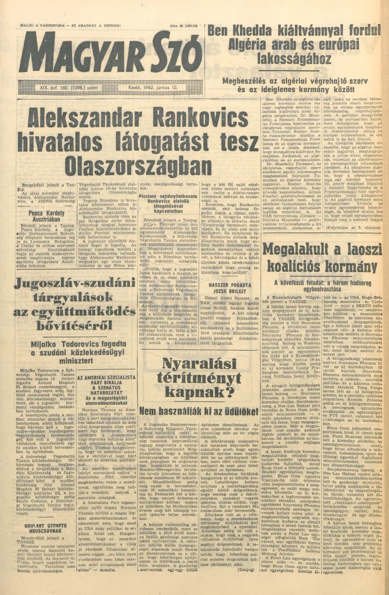 Magyar Szó, 19. évf. 1962. június 12. 160. sz. 1–14. oldal