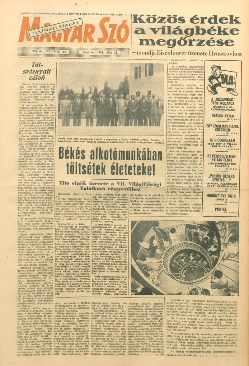 Magyar Szó, 16. évf. 1959. július 26. 174. sz. 1–22. oldal