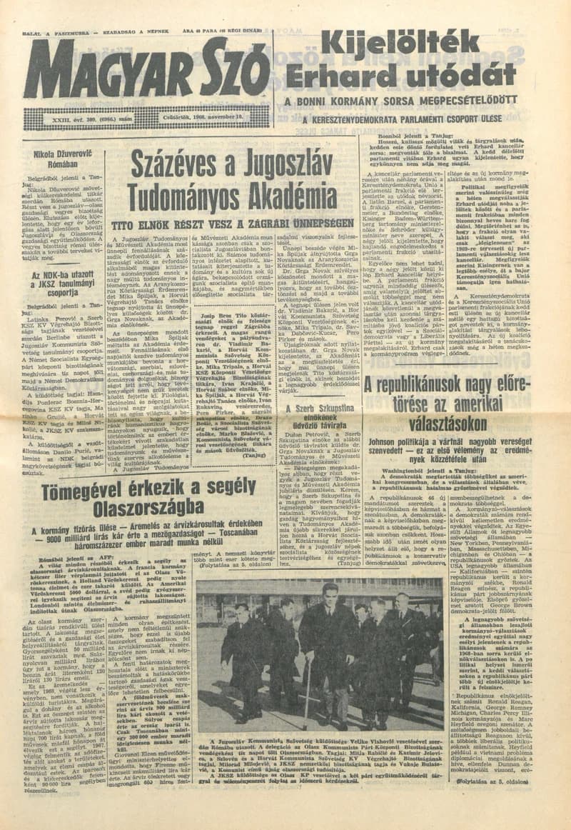 Magyar Szó, 23. évf. 1966. november 10. 309. sz.