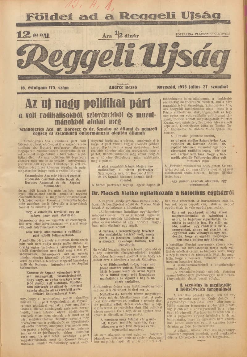 Reggeli Újság, 16. évf. 1935. július 27. 175. sz.