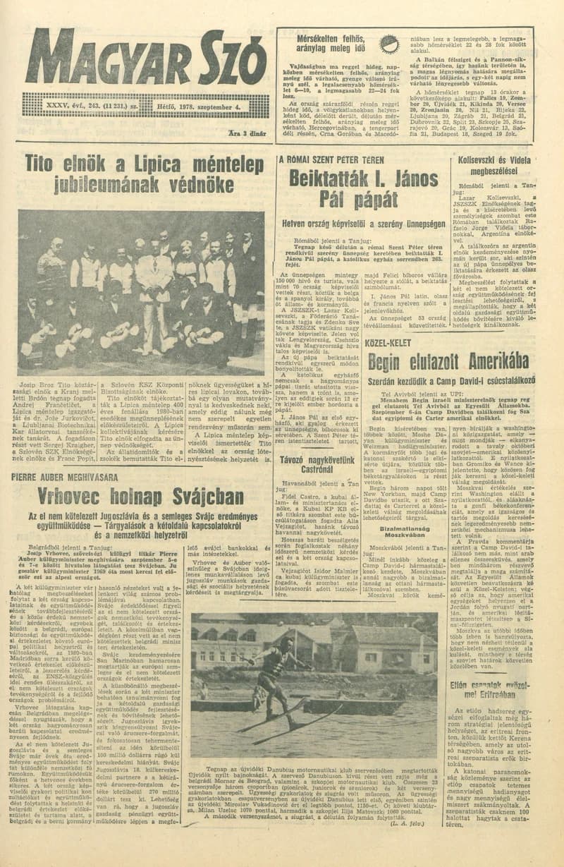 Magyar Szó, 35. évf. 1978. szeptember 4. 243. sz. 1–8. oldal