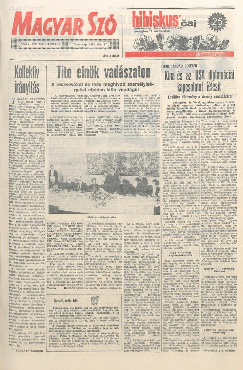 Magyar Szó, 35. évf. 1978. december 17. 345. sz. 1–28. oldal