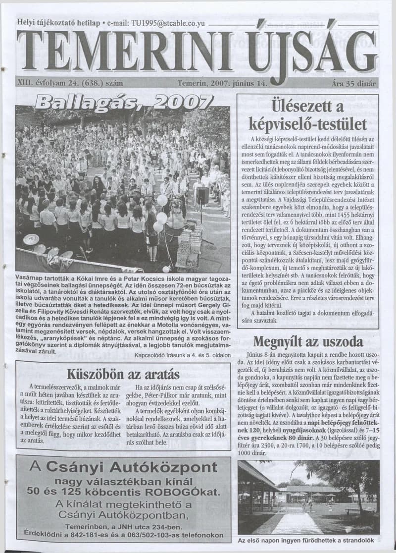 Temerini Újság, 13. évf. 2007. június 14. 24. sz.