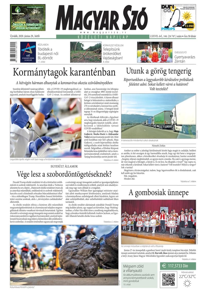 Magyar Szó, 77. évf. 2020. június 29. 144. sz. 1–16. oldal