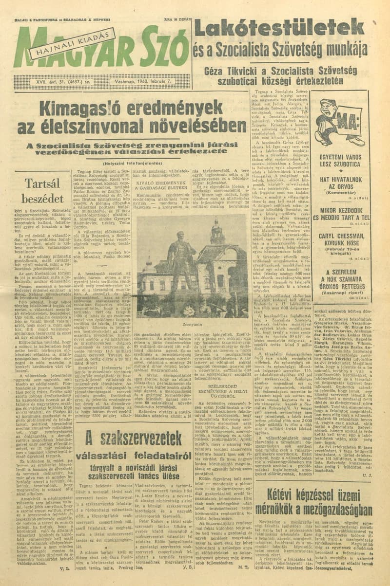 Magyar Szó, 17. évf. 1960. február 7. 31. sz. 1–20. oldal