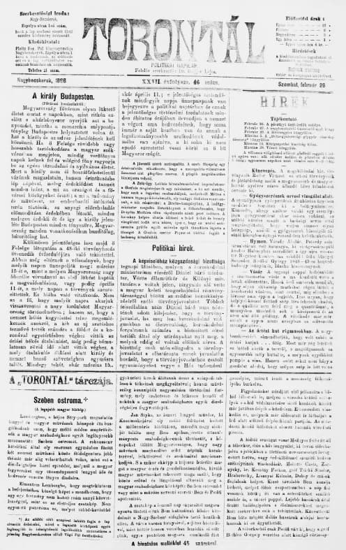 Torontál, 27. évf. 1898. február 26. 46. sz.