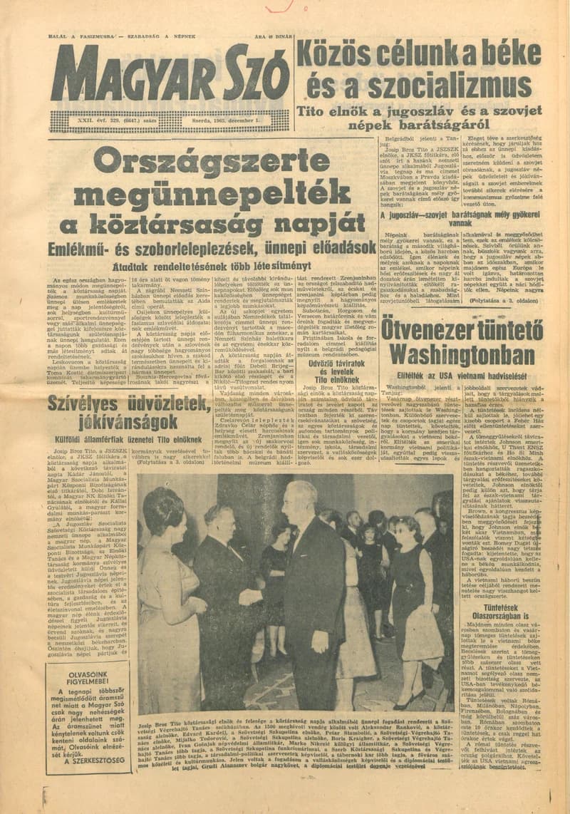 Magyar Szó, 22. évf. 1965. december 1. 329. sz.