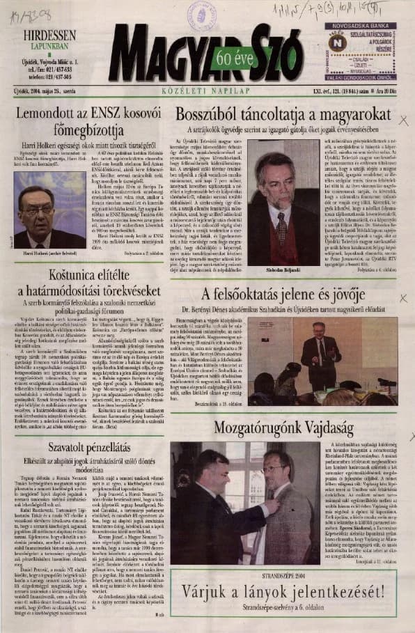 Magyar Szó, 61. évf. 2004. május 26. 121. sz. 1–20. oldal