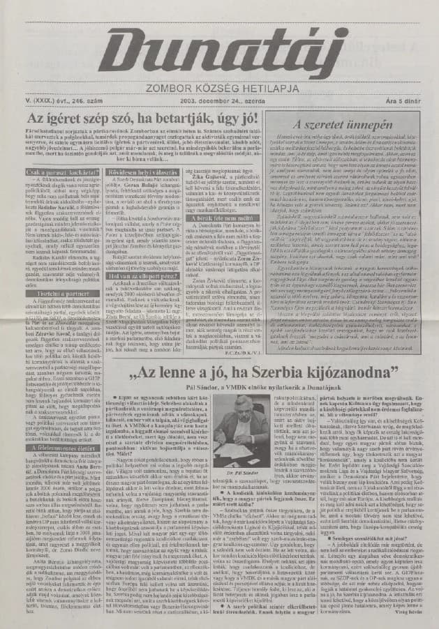Dunatáj, 5. évf. 2003. december 24. 246. sz.