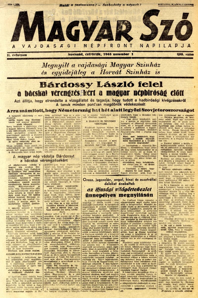 Magyar Szó, 2. évf. 1945. november 1. 253. sz. 1–8. oldal