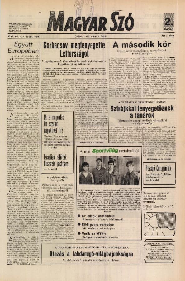Magyar Szó, 47. évf. 1990. május 7. 123. sz. 1–20. oldal