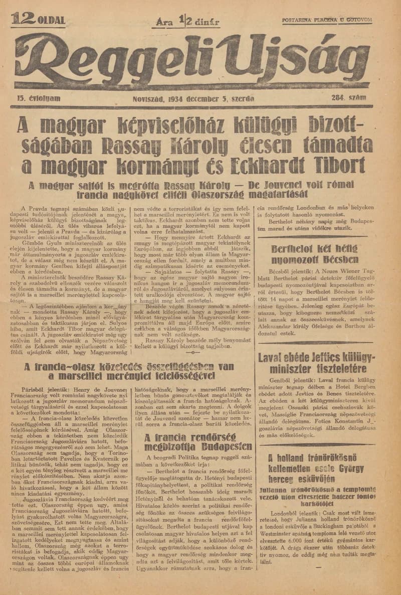 Reggeli Újság, 15. évf. 1934. december 5. 284. sz.