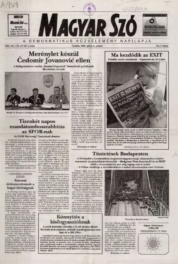 Magyar Szó, 59. évf. 2002. július 5. 155. sz. 1–16. oldal