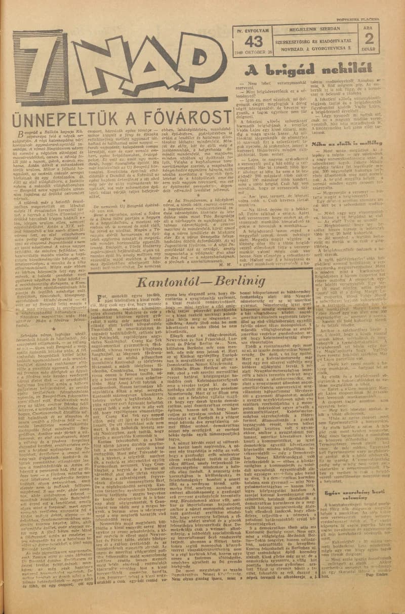 7 Nap, 4. évf. 1949. október 26. 43. sz. 1–4. oldal