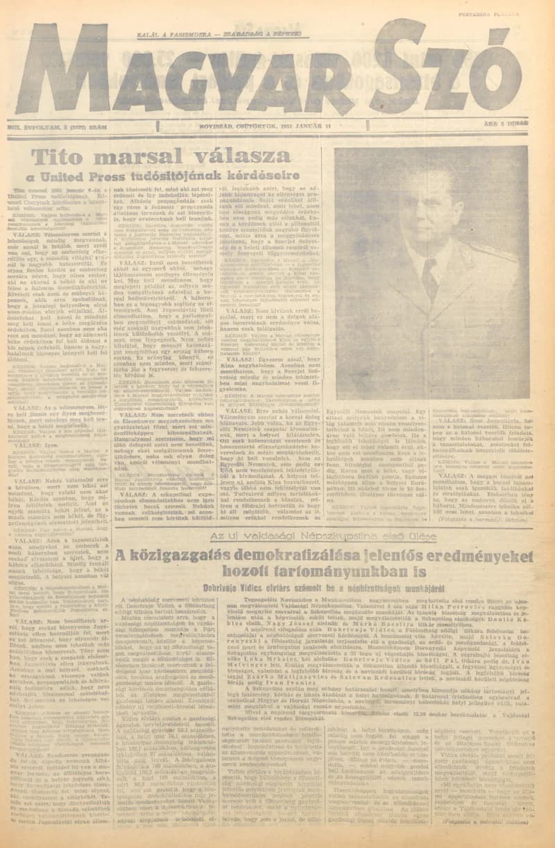 Magyar Szó, 8. évf. 1951. január 11. 8. sz. 1–4. oldal