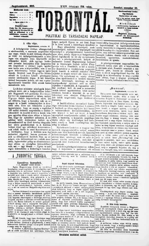 Torontál, 24. évf. 1895. november 30. 276. sz.