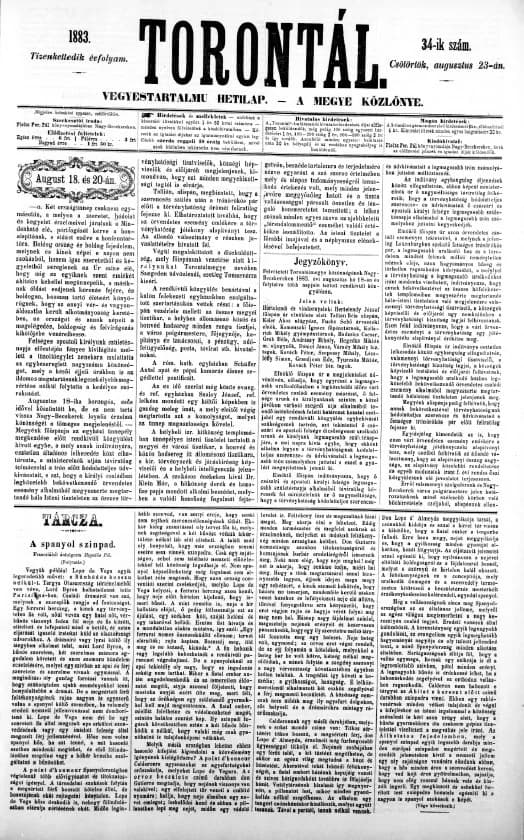 Torontál, 12. évf. 1883. augusztus 23. 34. sz.