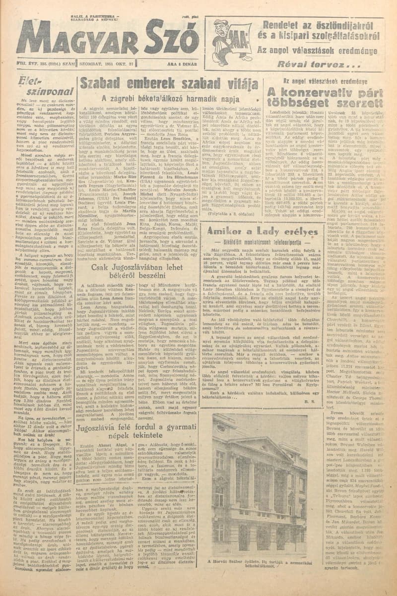 Magyar Szó, 8. évf. 1951. október 27. 255. sz. 1–6. oldal