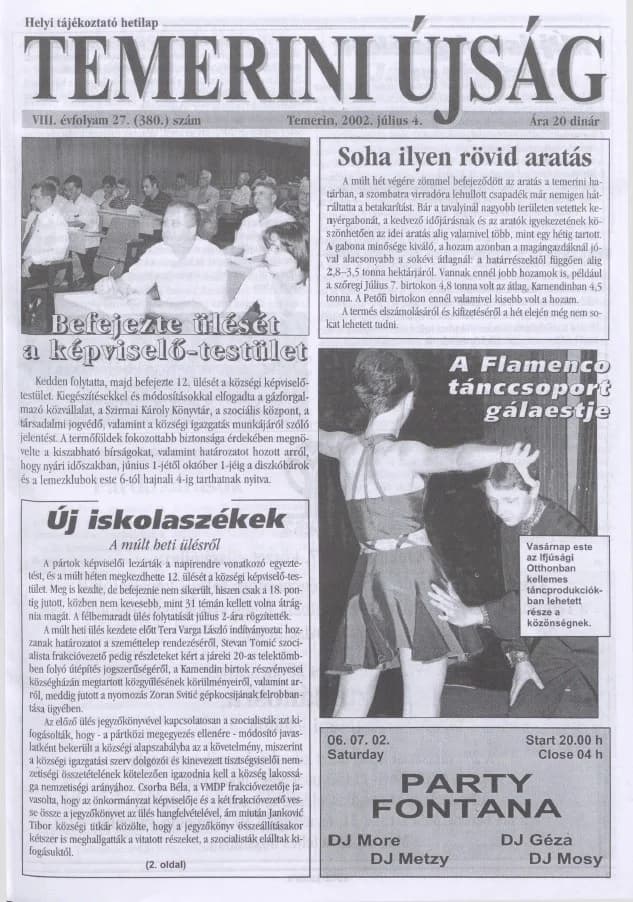 Temerini Újság, 8. évf. 2002. július 4. 27. sz.