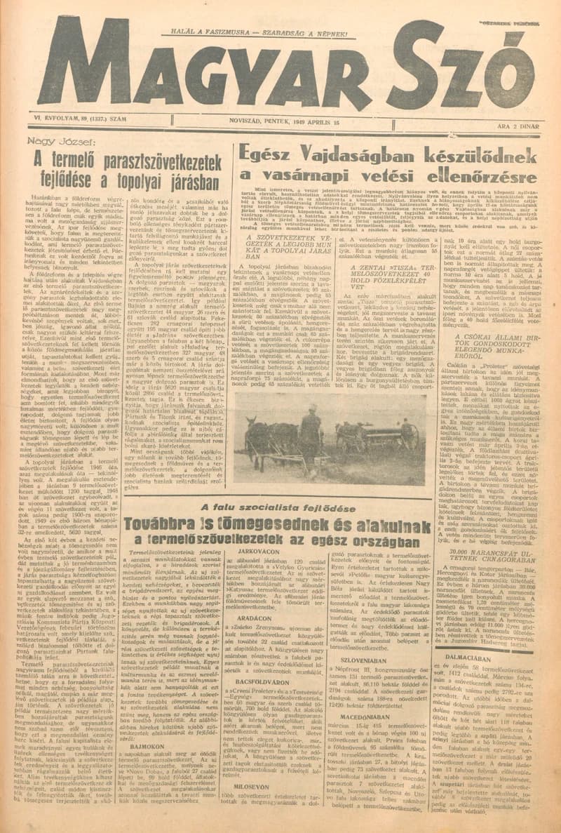 Magyar Szó, 6. évf. 1949. április 15. 89. sz. 1–4. oldal